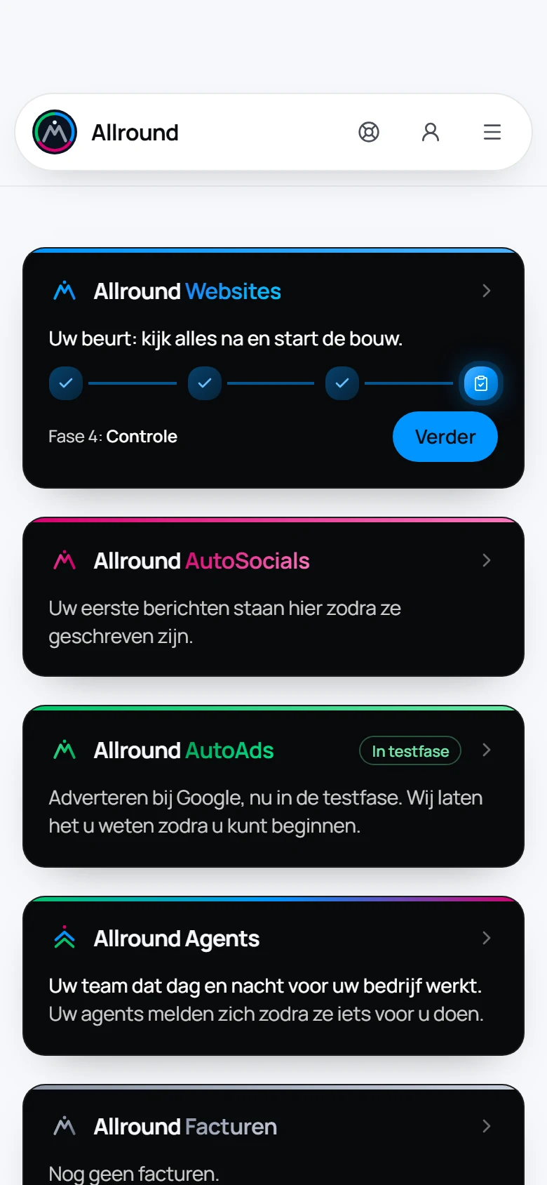Voorbeeldweergave van de klantomgeving op een telefoon