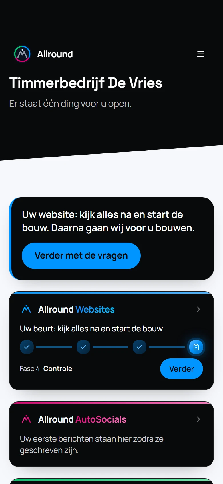 Voorbeeldweergave van de klantomgeving op een telefoon