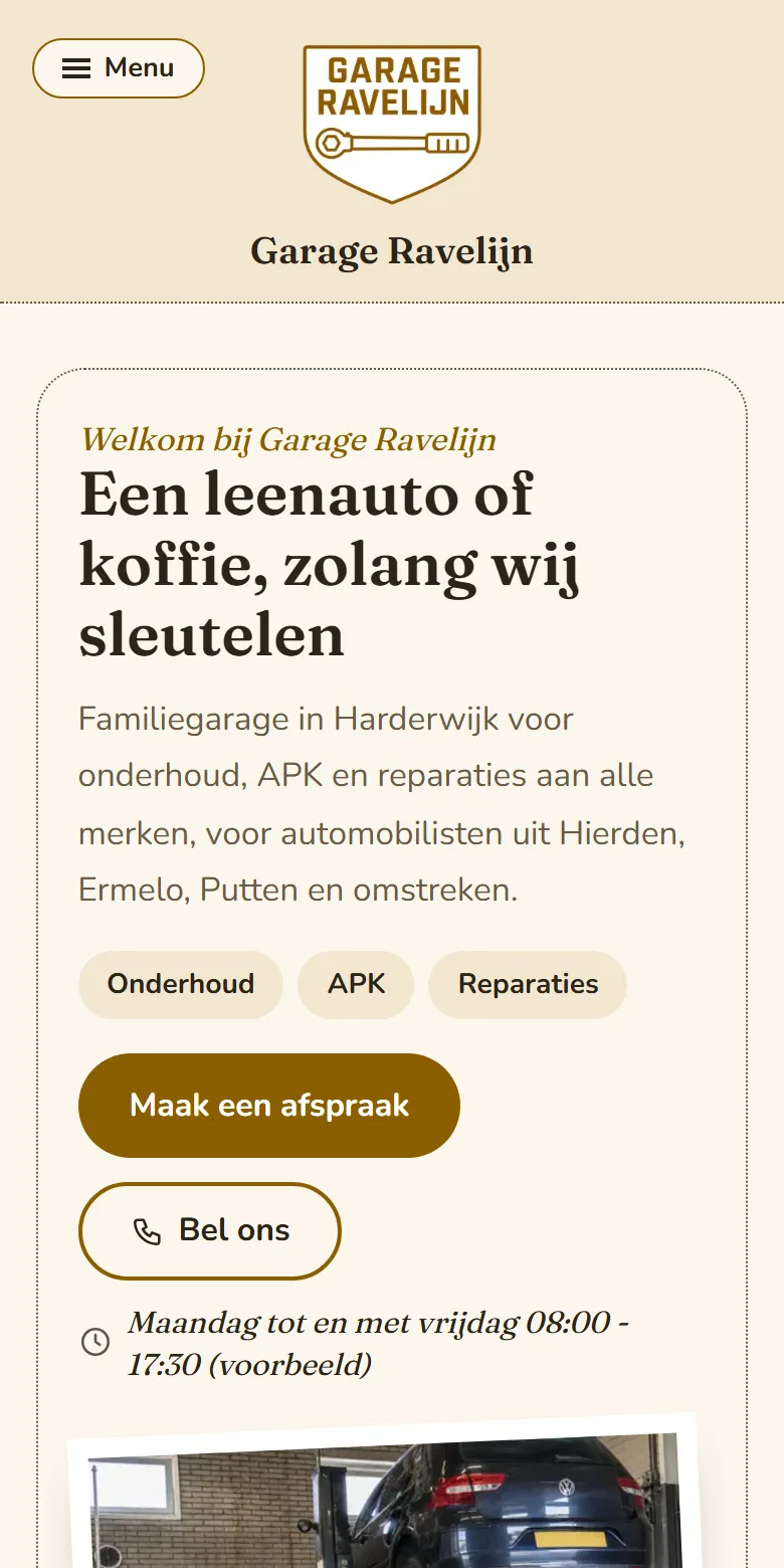 Studio Warm: een voorbeeldsite op een telefoon